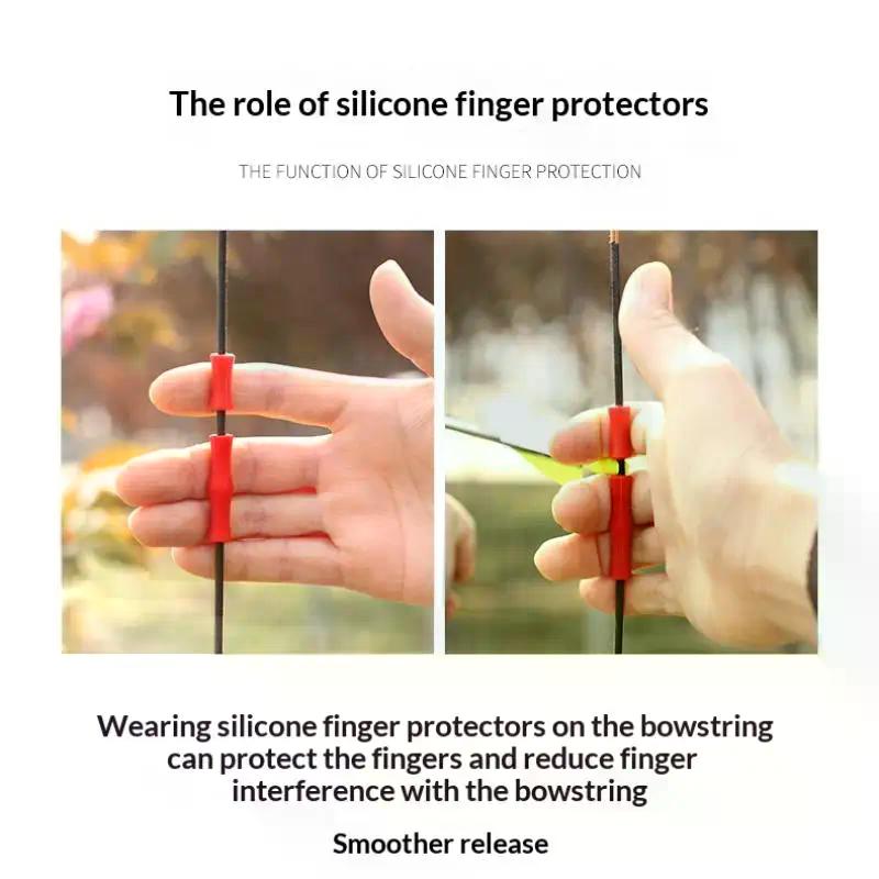 3 Pcs S/L Archery Finger Guard Bowstring Finger Saver Tab For Recurve Bow Silicone Finger Release Finger Protector Gear