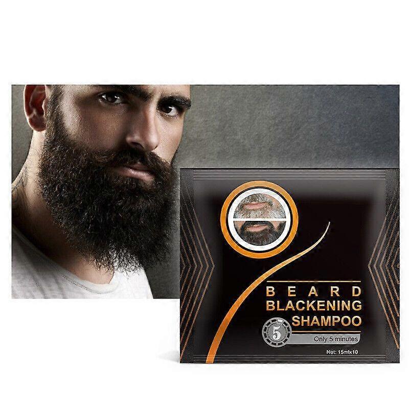 10Pcs Beard Hair Color Dye Shampoo Natural Men Mustache Dying Black Darkening Shampoo