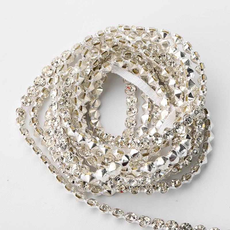 Wholesales Glass Pointback Rhinestone Chain Roll Trimming Crystal Ribbon for Garment Accessories for Shoes Boots Decoration
