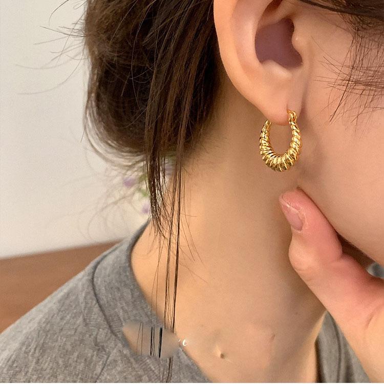 925 Sterling Silver Vintage Strip Gold Earrings For Women Trendy Earring Jewelry Prevent Allergy Party Accessories Gift