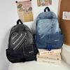 New casual denim student schoolbag Japanese old retro washed denim backpack large capacity bag