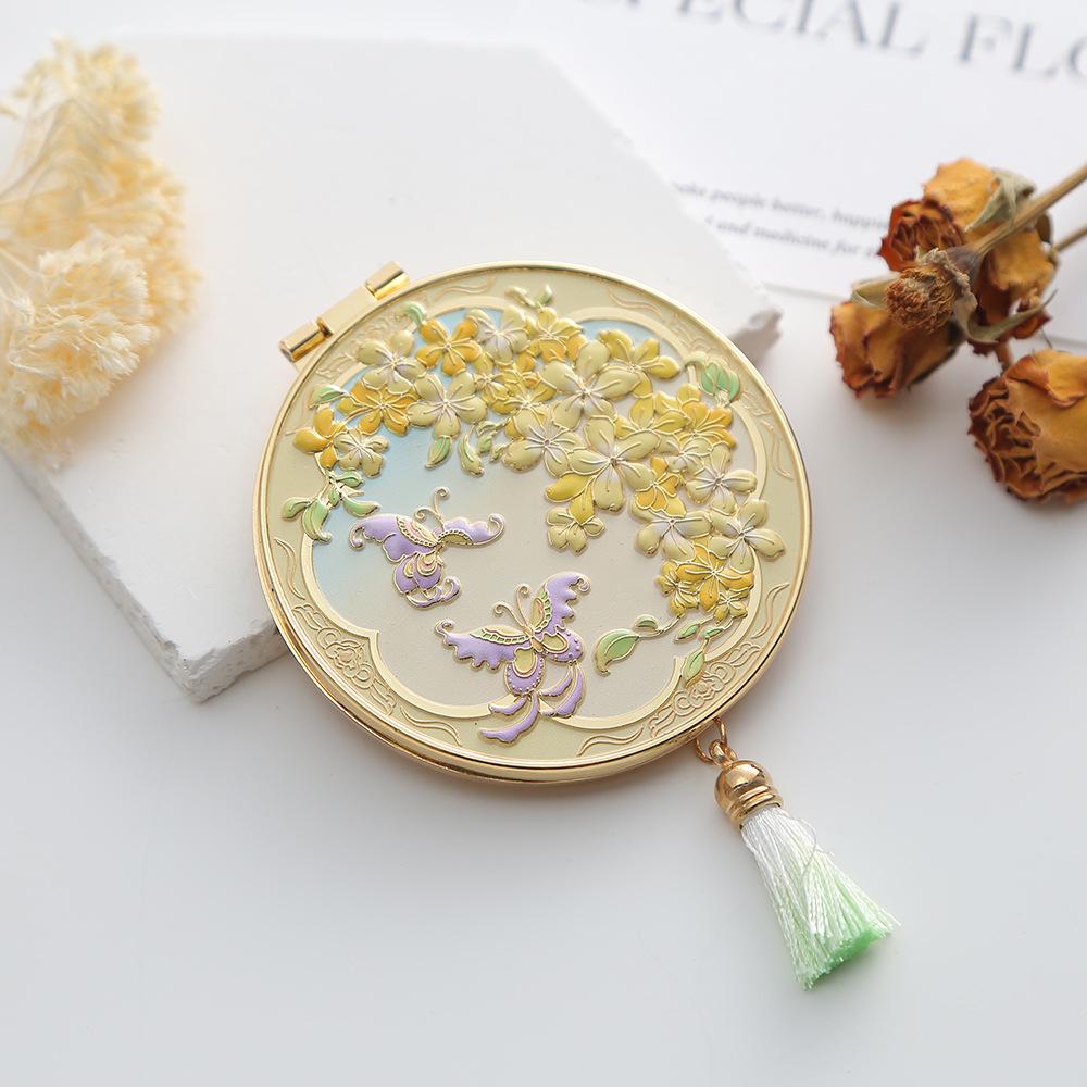 Chinese-Style Folding Pocket Mirror: Portable, Small Metal Mirror for Women, Ideal Practical Birthday Gift or Souvenir