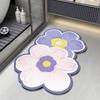 Fresh and Simple Special-shaped Flowers Diatom Mud Bathroom Toilet Toilet Door Water Absorption Dirt-resistant and Easy To Take Care of Floor Mat