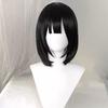 Girl Wearing Cos-style Short Straight Wig Pompadour-style JK Wig for Daily Wear or Anime Cosplay Wigs