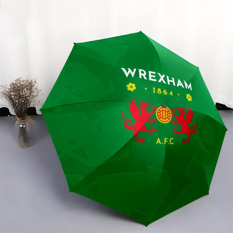 Wrexham AFC pattern, automatic folding umbrella, portable and foldable design, 8 ribs, a Christmas or birthday gift.