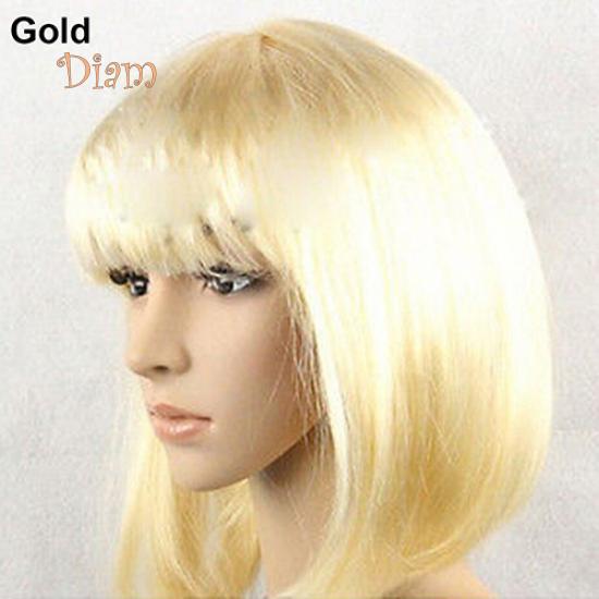 Tenfyer Fashion Women's Sexy Full Bangs Kort Rett Parykk BOBO Cosplay Party Full Parykker