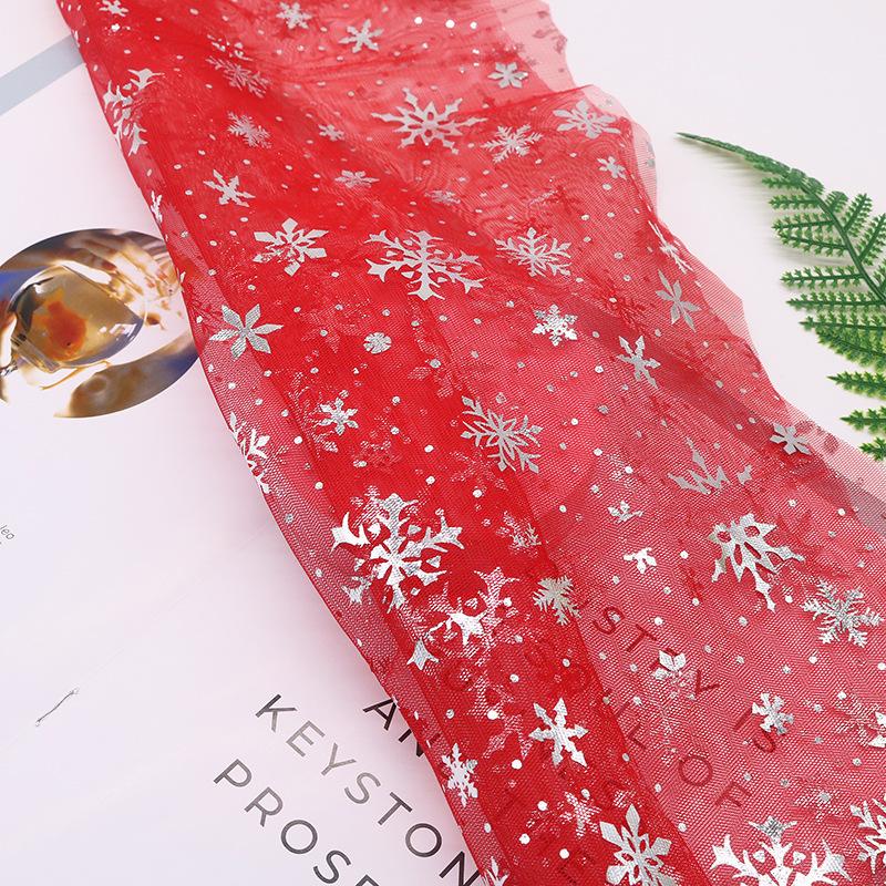 Polyester Fabric Snowflake Pattern Printed Fabric Tulle Fabric 1meter/Lot For Birthday Party Wedding Decor Craft Projects
