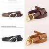 True Leather Womens Belt With Geometric Buckle For Casual Jeans Styling