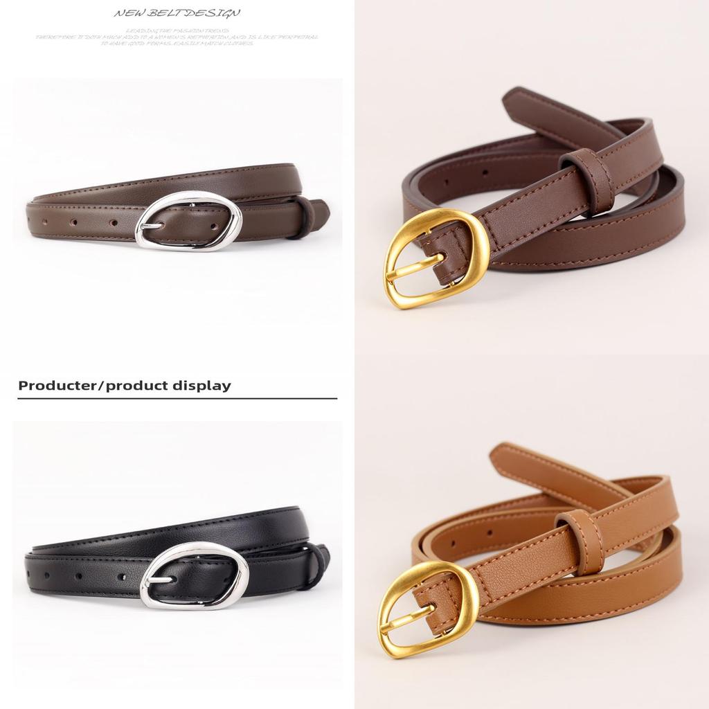 True Leather Womens Belt With Geometric Buckle For Casual Jeans Styling