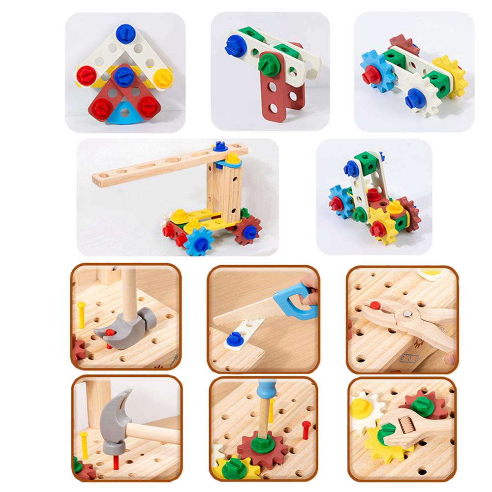Werkbank aus Holz für Kinder, Montessori Pädagogisches Rollenspiel Konstruktionsspielzeug, Aktivitätsgeschenk Konstruktionsspielzeug für Jungen Mädchen