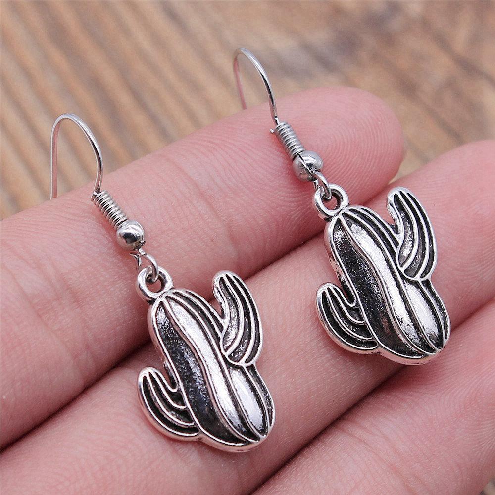 Drop & Dangle Earring Plant Four-Leaf Clover Cactus Vintage Jewelry SuppliesEarring Size 18x19mm QE021