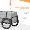 Carrellino per Bici con Scatola Portaoggetti Rimovibile e Pieghevole da 65L, Riflettori di Sicurezza, Max. Carico 40KG, Grigio