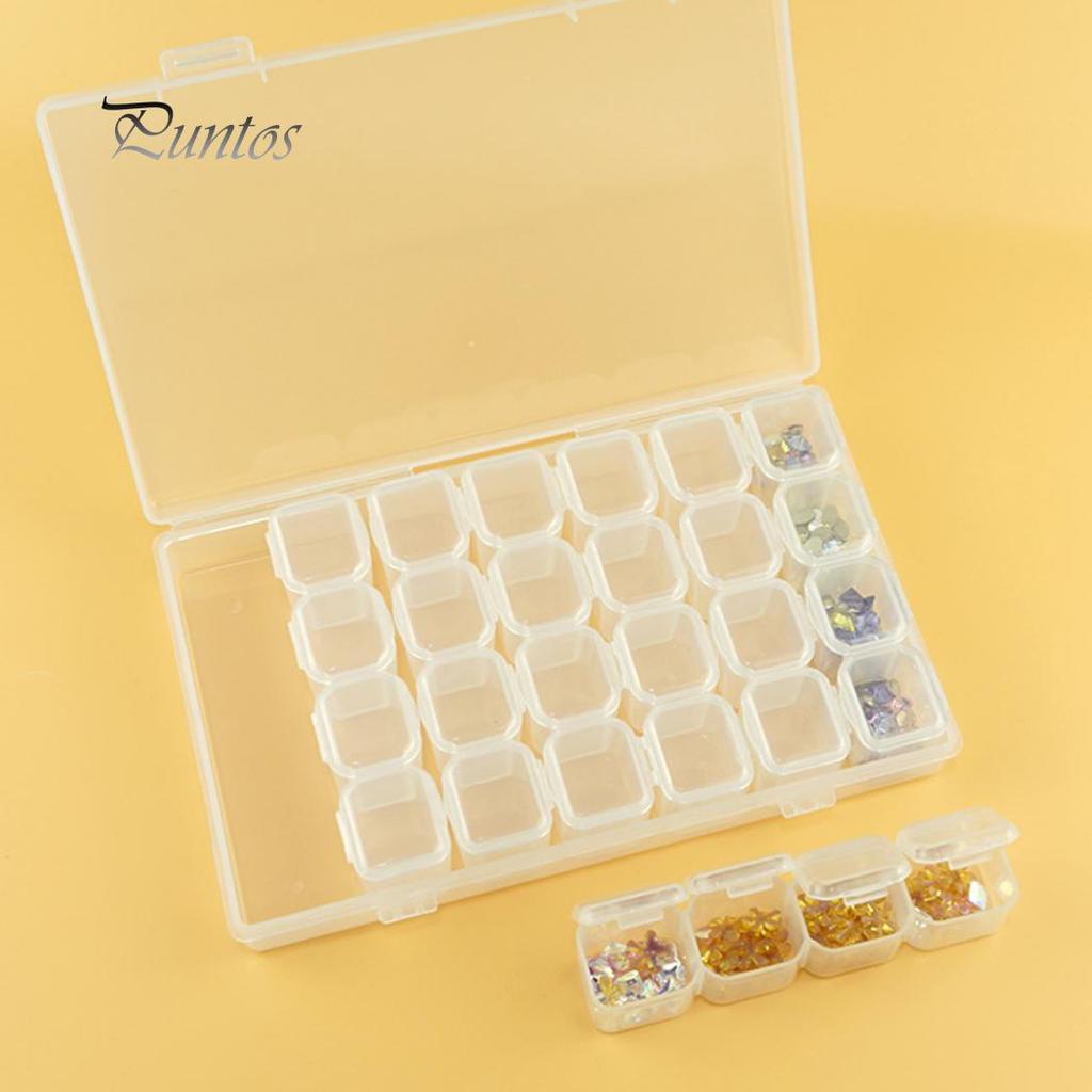 Compartment Art 28 Transparent Nail Rhinestone Jewelry Decorations Storage Box