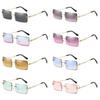 Fashion Rimless Rectangle Sunglasses Women Men Alloy Trendy Brand Small Square Sun Glasses Gradient Black Lens Shades UV400