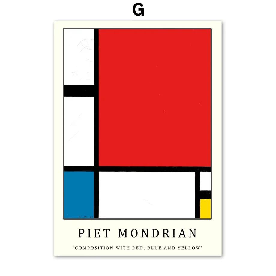 Piet Mondrian Exhibition Poster Modern Abstract Geometric Wall  Prints Canvas  Nordic Pictures For Living Room Decor
