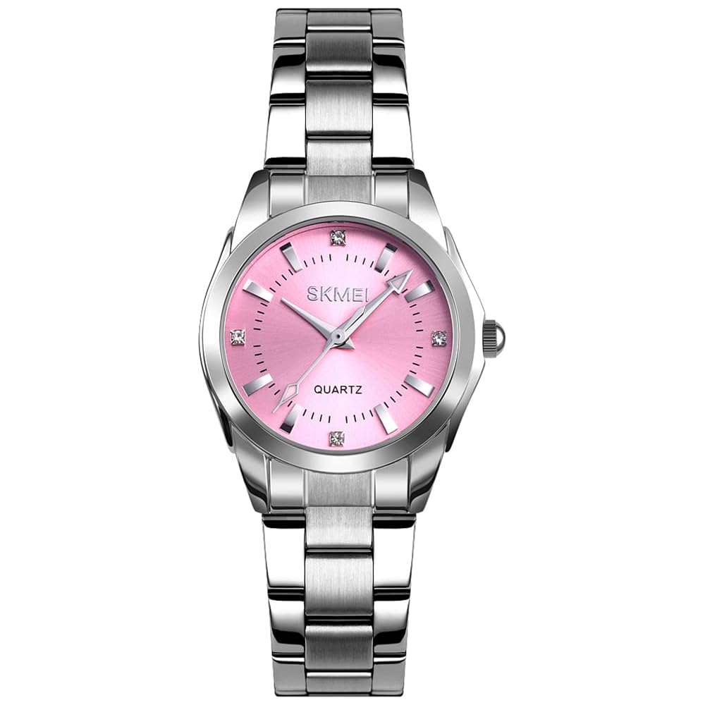 SKMEI Women s Classic Analog Quartz Watch Silver Stainless Steel Waterproof Casual Simple Design