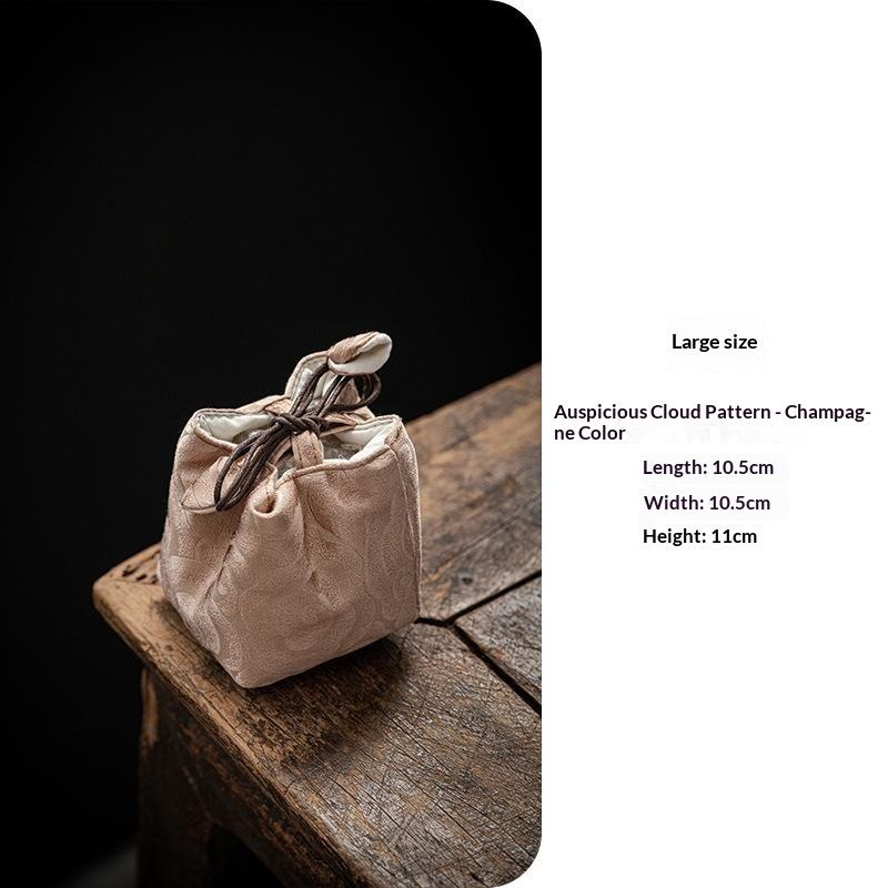 Multifunctional Thickened Teapot Storage Bag Chinese Style Embroidered Durable Pouch for Outdoor Tea Party Tableware Organization