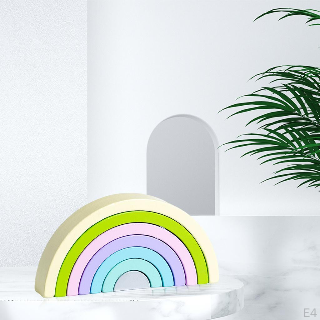 Wooden Rainbow Stacker Arch Bridge Playset Stacking Toys for Activity Boy