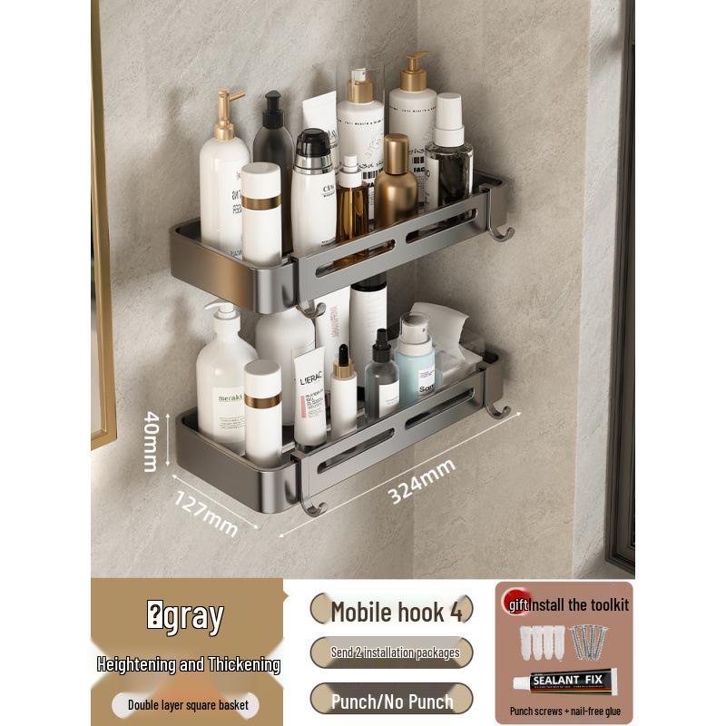 Punch-Free Wall-Mounted Bathroom Shower Corner Shelf