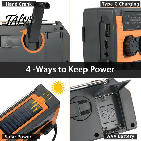 Solar Wind Up Radio for Camping Gear Emergency Radio, & Battery Powered AM/FM Rechargeable, LED Flashlight, Reading Equipment Backpacking Lamp,