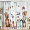 2pcs, Print Curtains 2D plane printing Color kitchen printing Versatile Durable Polyester (without rod) Gifts Use for Bedroom