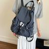 Korean Drawsting Backpacks Solid Color Student Schoolbag Korean Ruched Shoulder Bags Travel