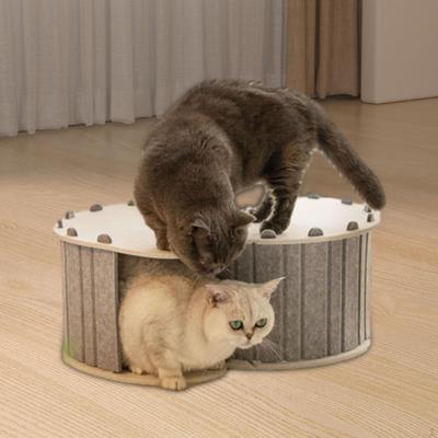 Cat Tunnel Bed Cats Cave All Seasons with 2 Holes, for Indoor Portable Removable Cover