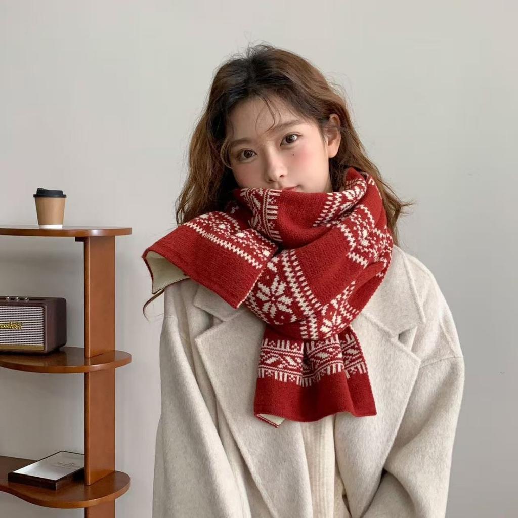 Red High-end Scarf Women's Winter 1116 New Korean Version Versatile Scarf Neck Protection Shawl Dual-purpose Warm and Cold Protection