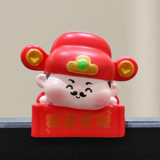 4 Buc Figurine Desen Animat Decorare Monitor Calculator Fruct Pisică Extinctor Girafă Zeul Bogăției Statuetă Sculptură Rășină Ornament Bord Mașină