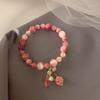 1 st Roze Kristal Natuursteen Armband Reiki Energie Strand Armbanden Bangles voor Vrouwen Gebed Zegen Gezondheid Polsband Sieraden