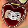 Huitan Wave Cross Zirconia Ring Female Luxury Fashion Finger Accessories for Engagement Party Gorgeous Silver Jewelry