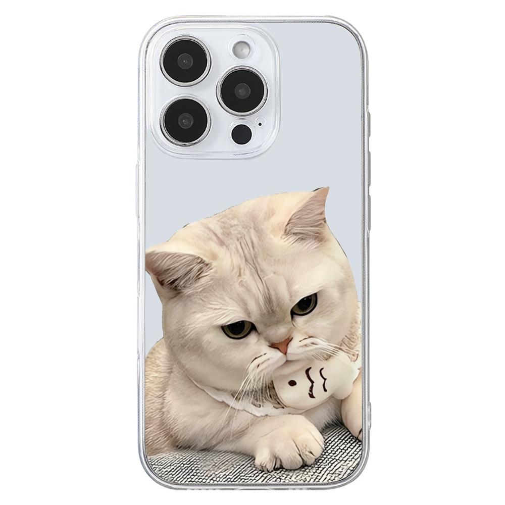 Cute cat TPU transparent phone case suitable for iPhone 17 16 15 14 13 12 11 Pro/Max/Plus anti drop and shockproof back cover