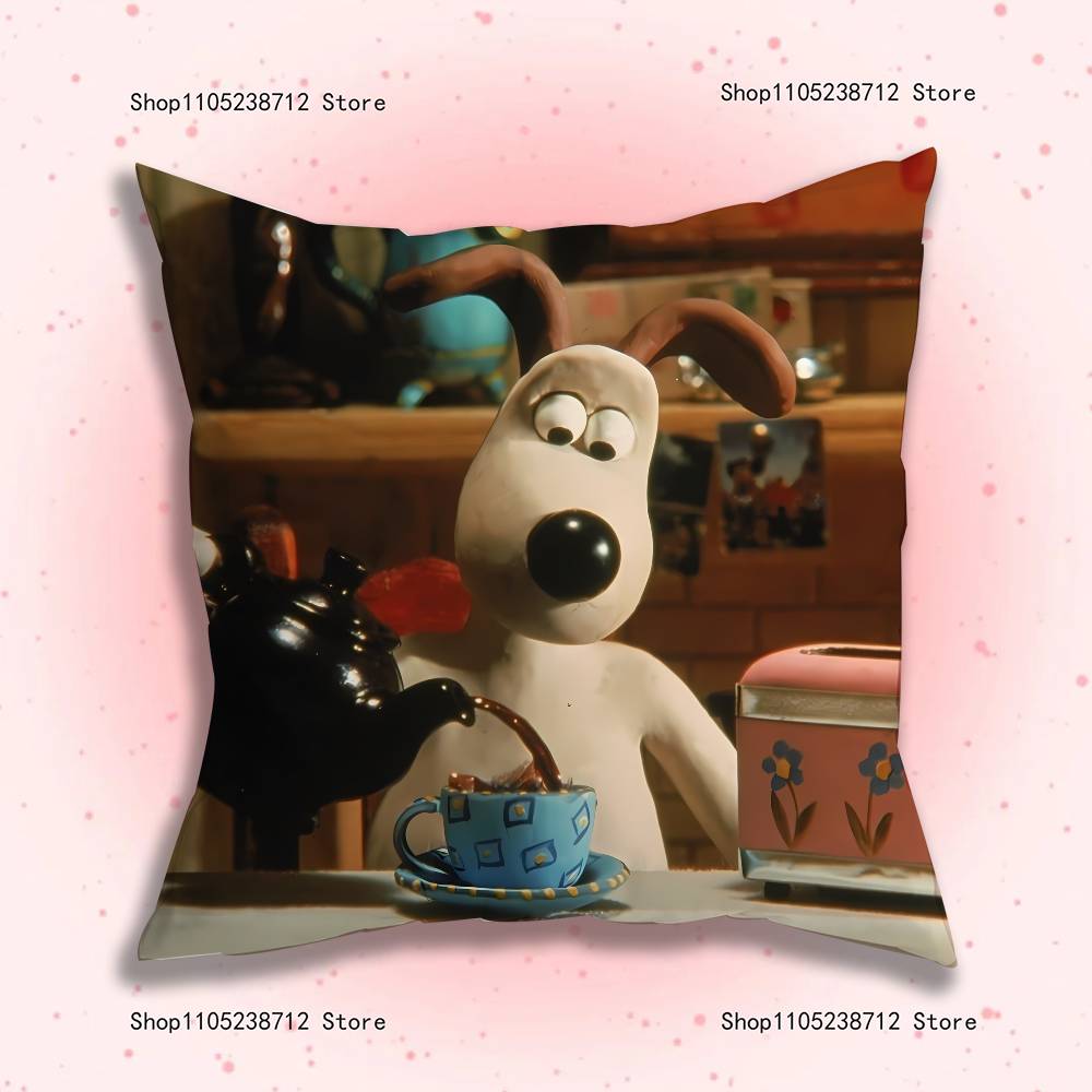 ANIME W-WallaceS G-Gromit Pillow Case Plush Fabric Soft Pillowcase Double Sided Print Sofa Cushion Cover Throw
