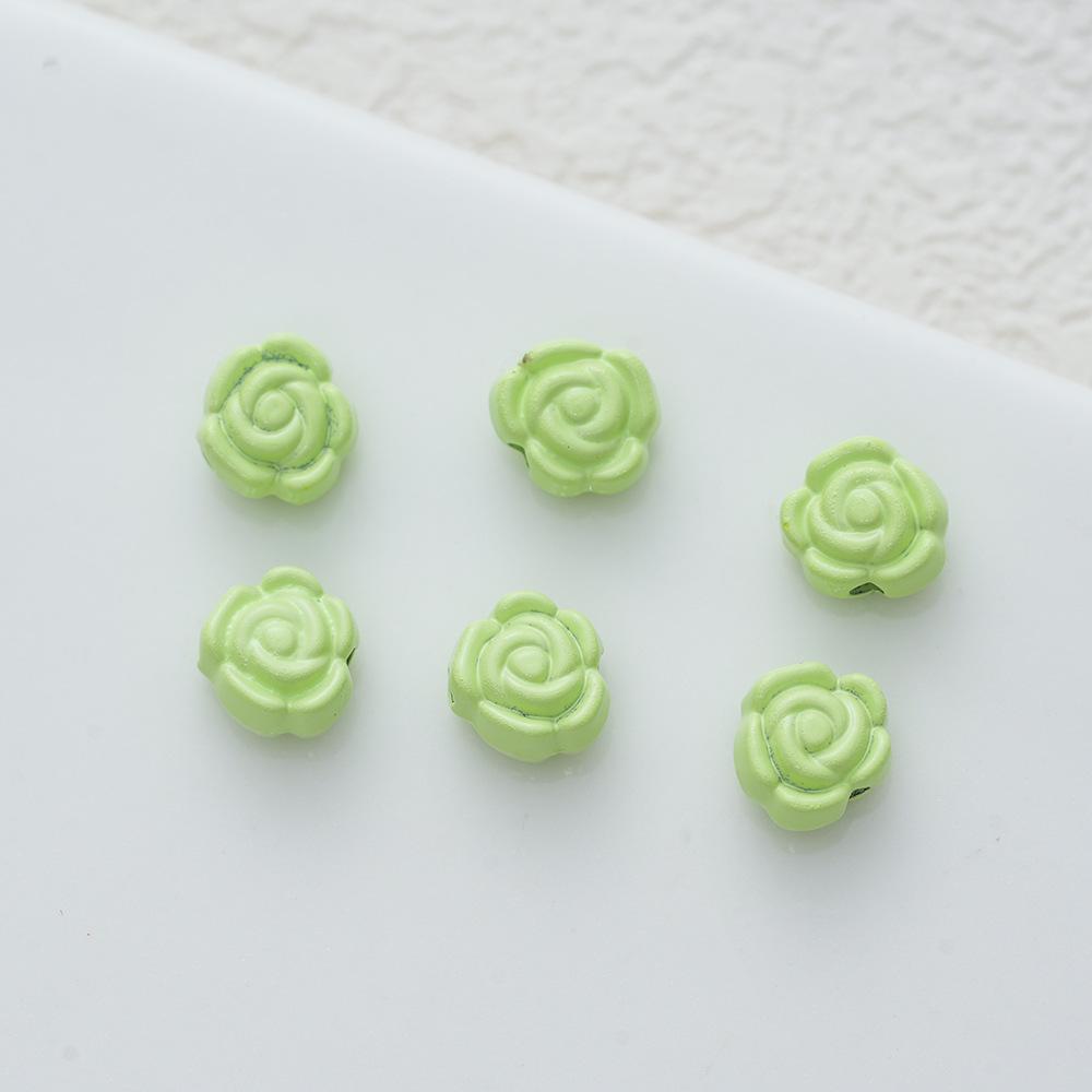 6Mm Legierung Farbige Rosenperlen Perlen DIY Handgefertigt Halskette Armband Ohrschmuck Gerades Loch Blume Zubehör Material