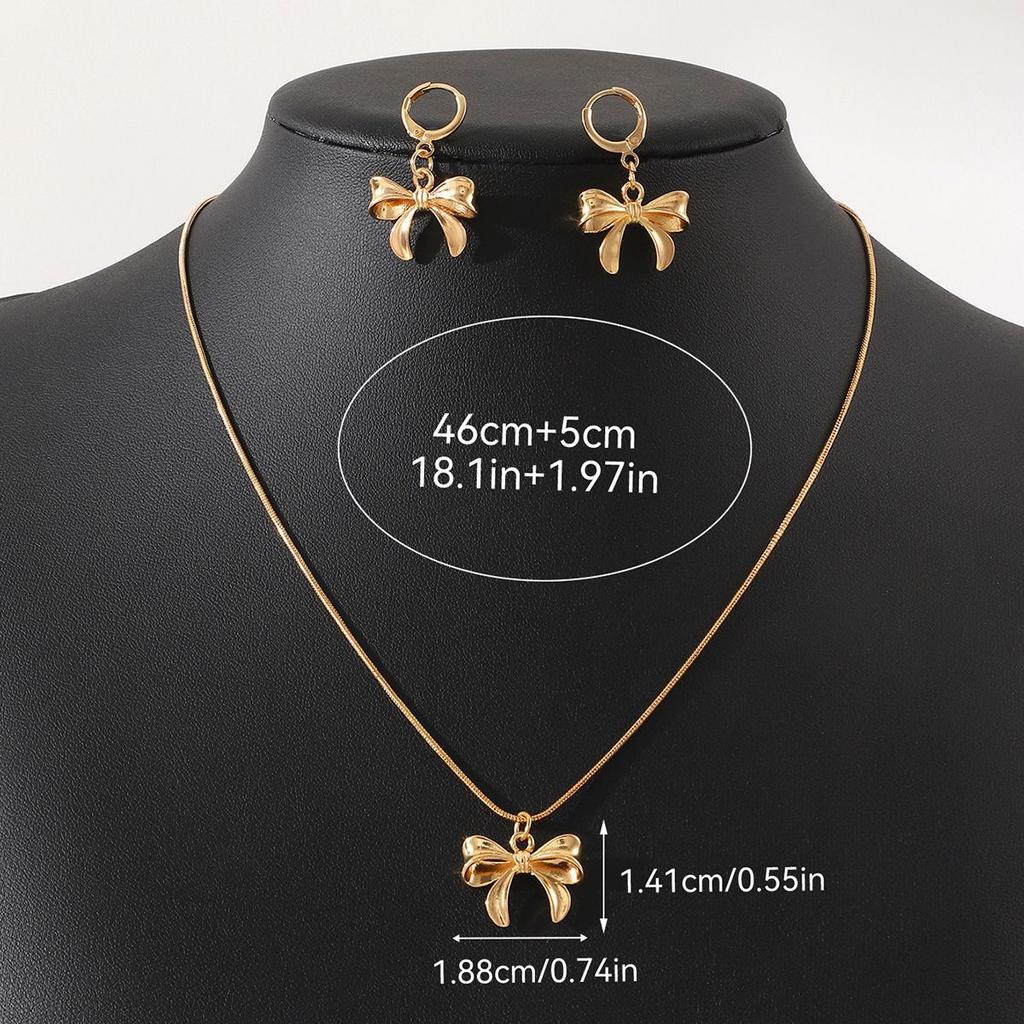 Hot-selling geometric bow shape jewelry set, earrings with necklace, Middle East foreign trade