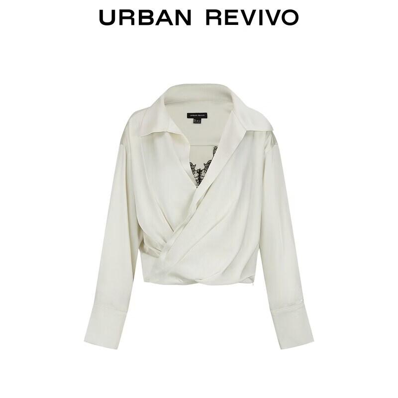 Women's Lace Patchwork Pleated V-Neck Blouse