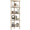 Bamboo Storage Shelf, 5-tier Corner Shelf, Freestanding Shelving Unit for Living Room, Home Office, Natural Wood Finish