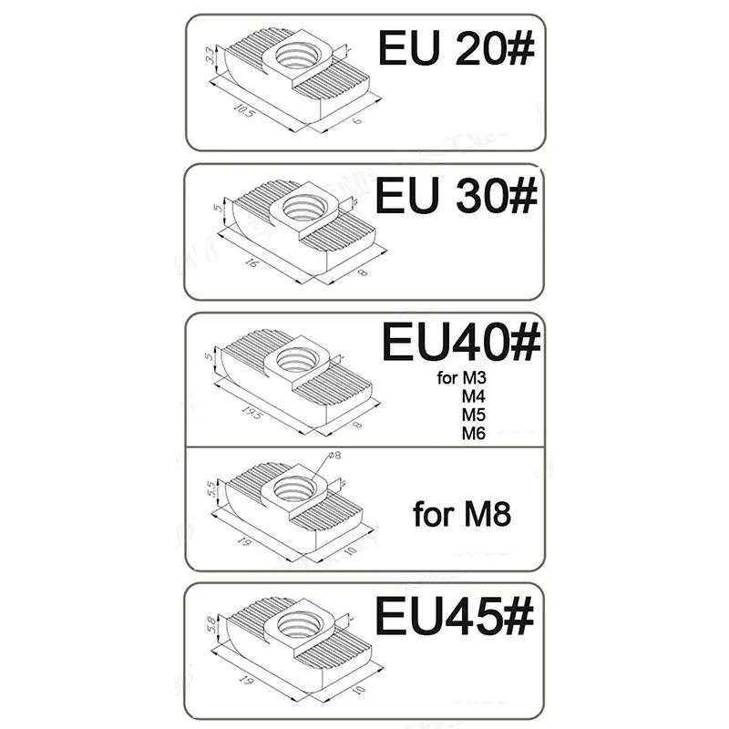 10/ 20/ 50pcs M3 M4 M5 M6 M8 M10 Slot T-nut Sliding T Nut Hammer Drop In Nut Fasten Connector For Aluminum Extrusion