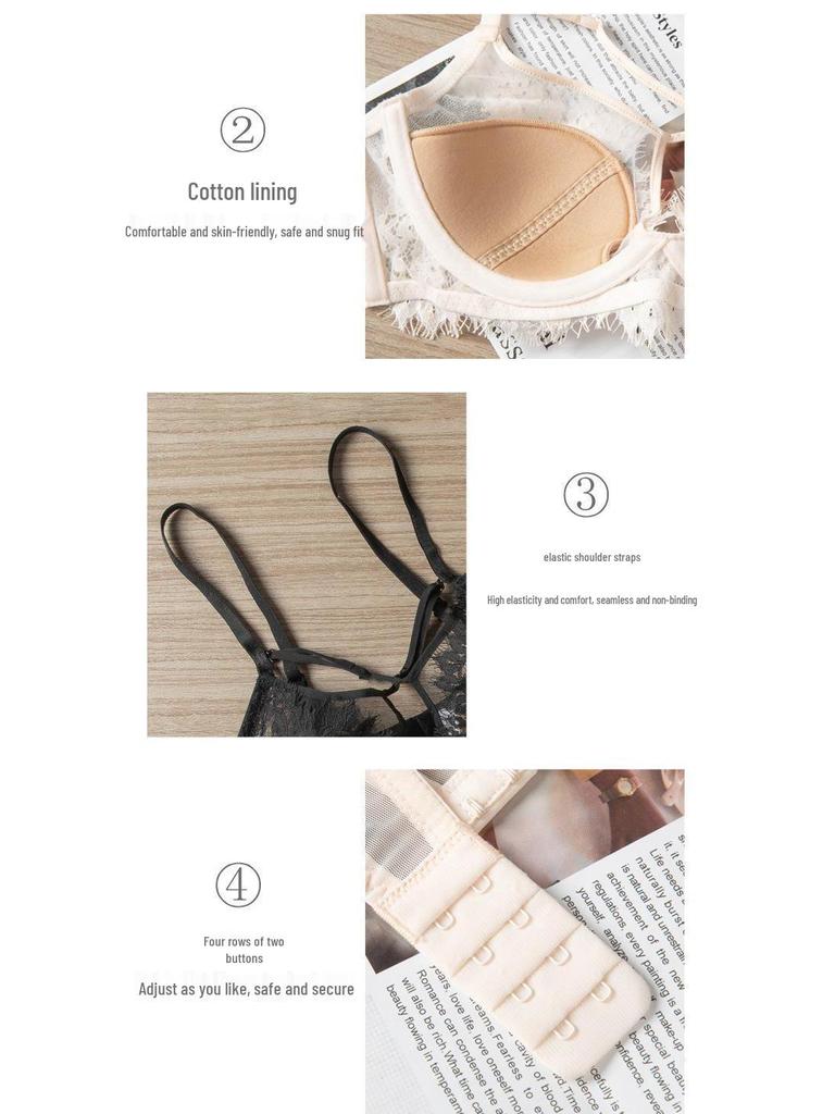 Damen Französische Wimpernspitze Übergröße Push-Up Dessous-Set