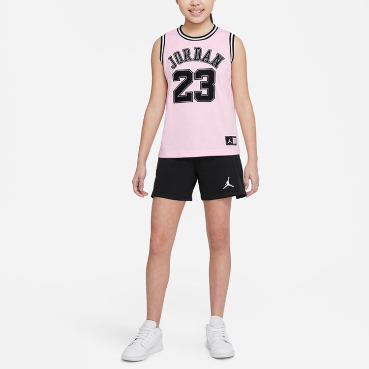 Jordan Stampa Logo Lettera Girocollo Senza Maniche Maglia da Basket per Bambini Maglia Bambino Rosa HA7284-663