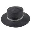 Straw Hat Female Sun Hat Flat Top Sequins Elegant White Top Hat Female British Sun Protection Seaside Vacation Sun Hat Sub Tide