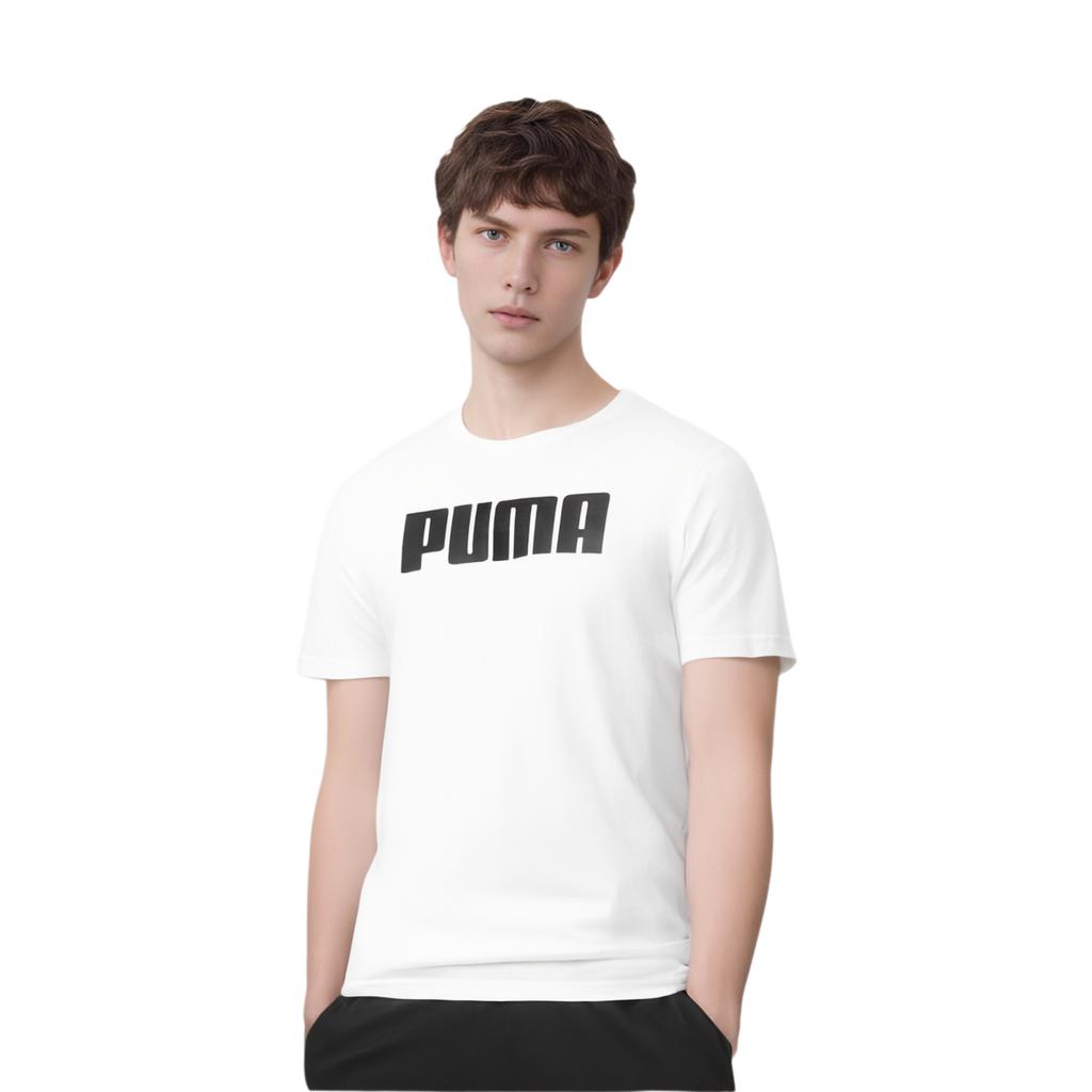Puma Logo Print Crew Neck Casual Tee Men Tops White 845995-02