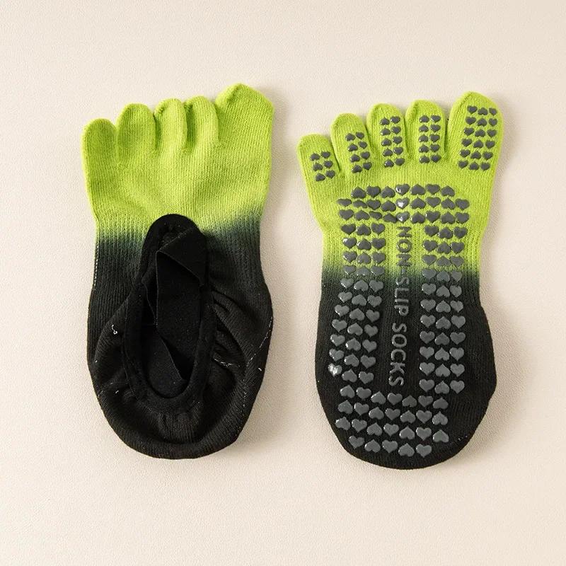 Calzini da Yoga Professionali in Silicone Antiscivolo Gradiente Calzini da Pilates Senza Schienale Traspiranti a Cinque Dita Calzini Sportivi da Fitness per Palestra Indoor