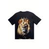 Heren Kroon Leeuw 3D Geprint T-shirt Casual Korte Mouw Ronde Hals Top Cool Gouden Koning Kroon Dier Grafisch T-shirt Luxe Streetwear Zomer Mode