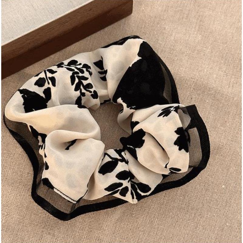 2PCS French Style Elegant Printing Bow Ribbon Scrunchies Hair Accessories 2025 Retro Flower Hair Tie Female Hair Band Headwear