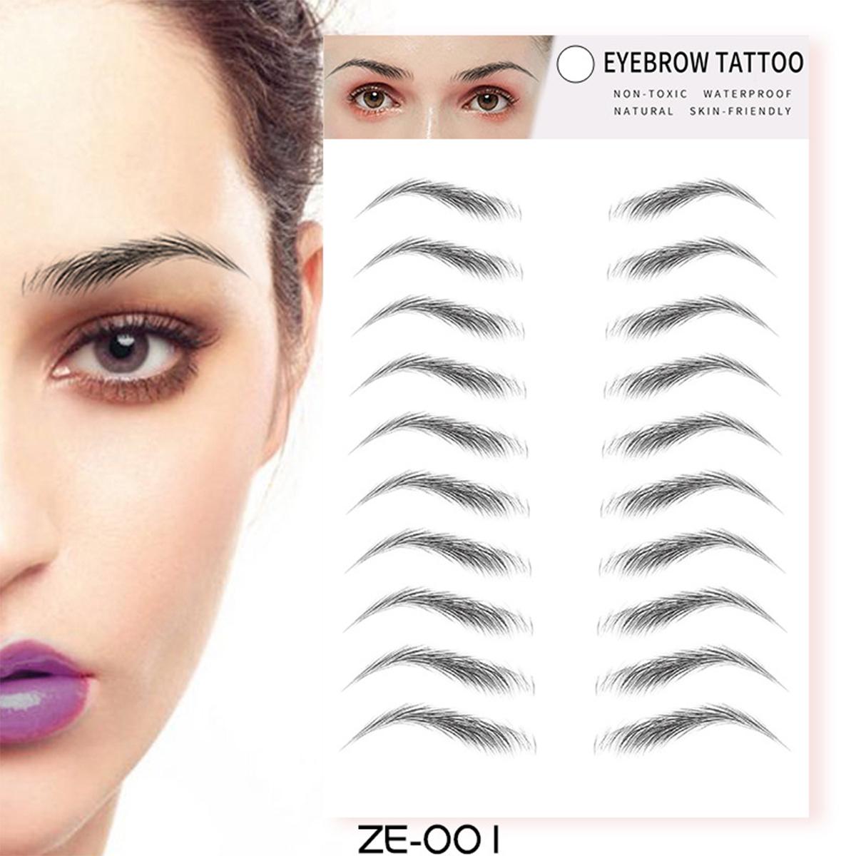 ODM/OEM 10 Pcs New Designs Waterproof Temporary Eyebrow Tattoo Sticker Eco-Friendly 3D 4D Face Makeup New Styles 10 Pcs New