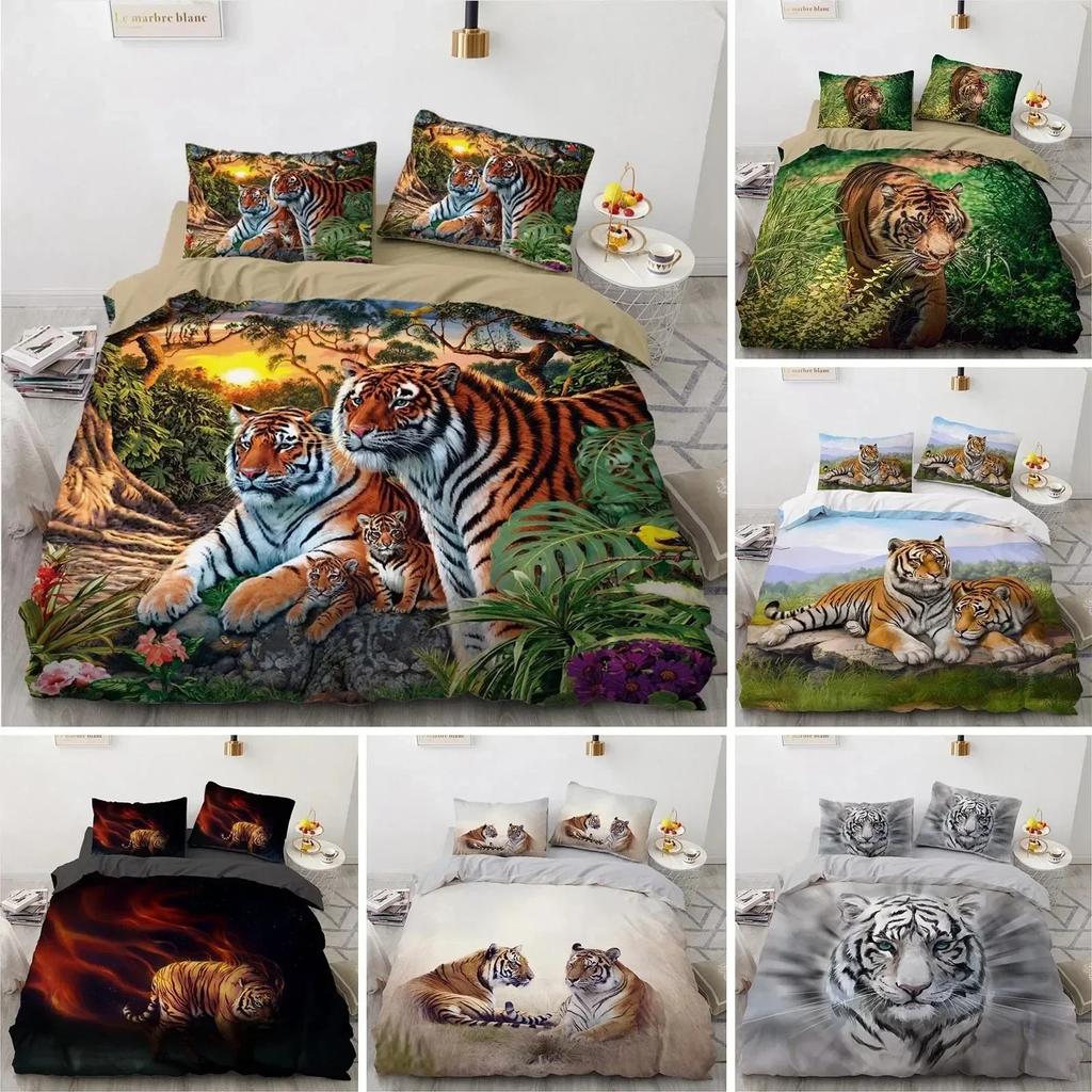 3D Printed Animal Tiger Bedding Set Duvet Cover Sheet Printed Bed Set Pillowcase Bed Full Queen King Size Comforter Bedroom