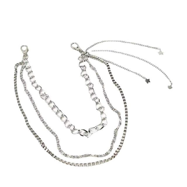 Ins Men and Women Trendy Waist Chain Punk Non-mainstream Metal Star Decoration Jeans Accessories Chain Multi-layer Pants Decoration
