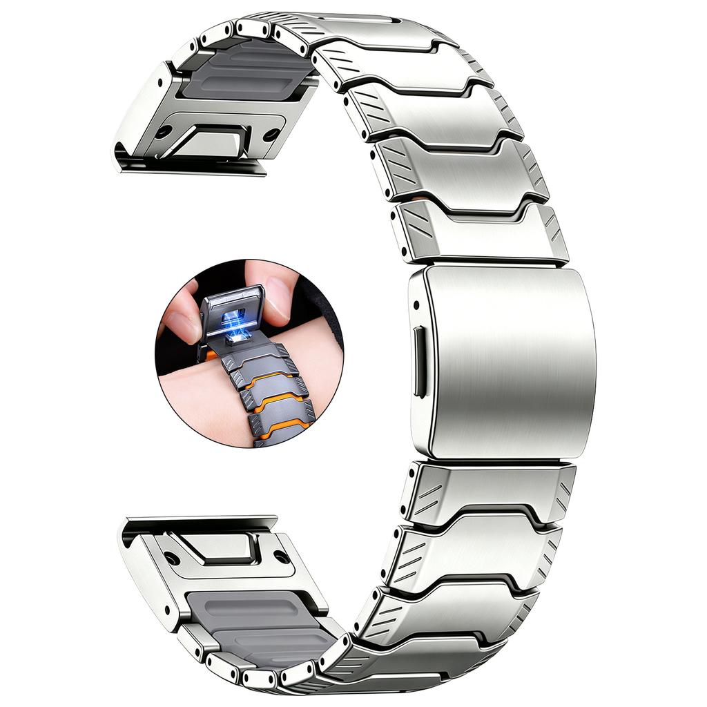 Cinturino QuickFit in Titanio + Silicone da 22/26 mm per Garmin Fenix 8 47/51 mm E 7 7X Pro 6 6X Cinturini per Tactix 8 Enduro 3 Braccialetto