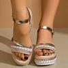 Женские летние бохо-сандалии с открытым носком, ремешком на пряжке, эспадрильи